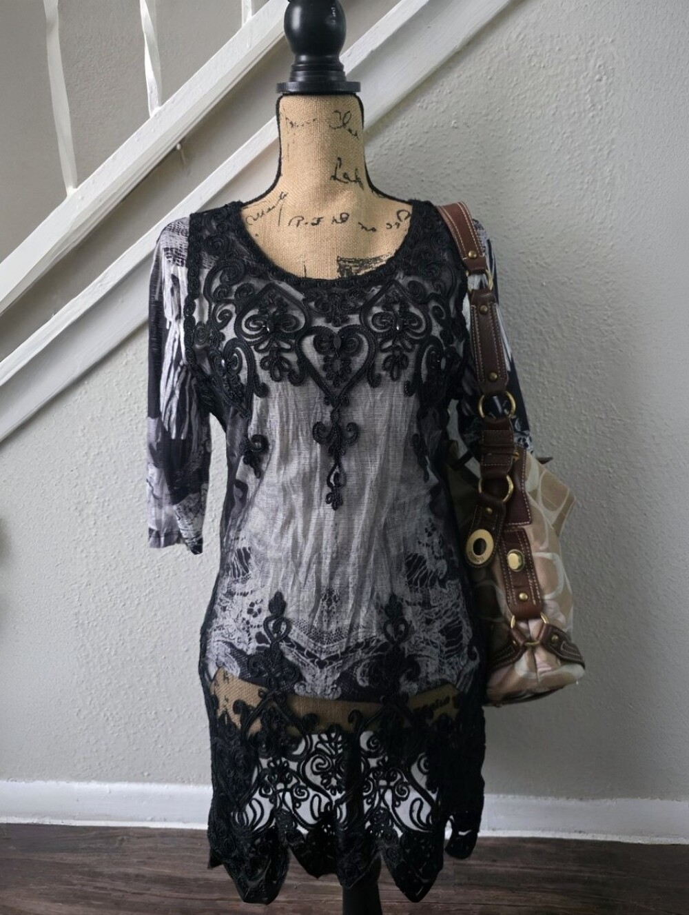 2000s Alberto Makali black tunic top Goth Size Large